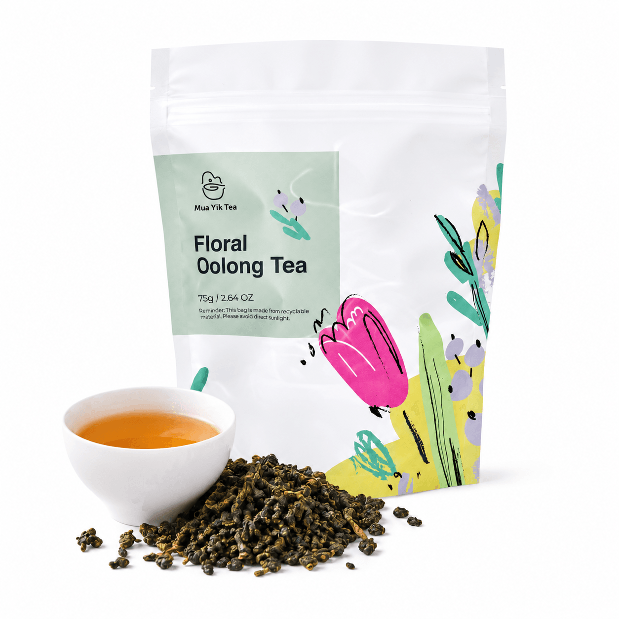 Mua Yik Tea Floral Oolong Tea Bags, Whole Leaf from Taiwan Natural No Artificial Flavors, Eco PLA Pyramid Tea Bags - 30 Count